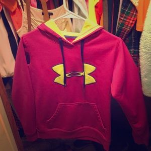 Dark Hot Pink & Bright Yellow Under Armour Hoodie!